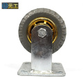 5 inch heavy duty flat plate rigid gray rubber mute casters